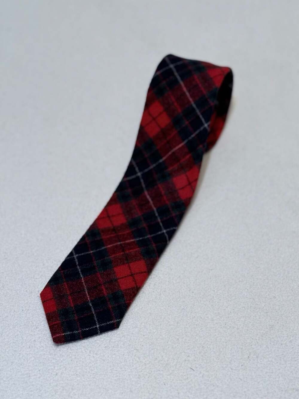 Pendleton Vintage Red and Black Tartan Plaid Wool Necktie